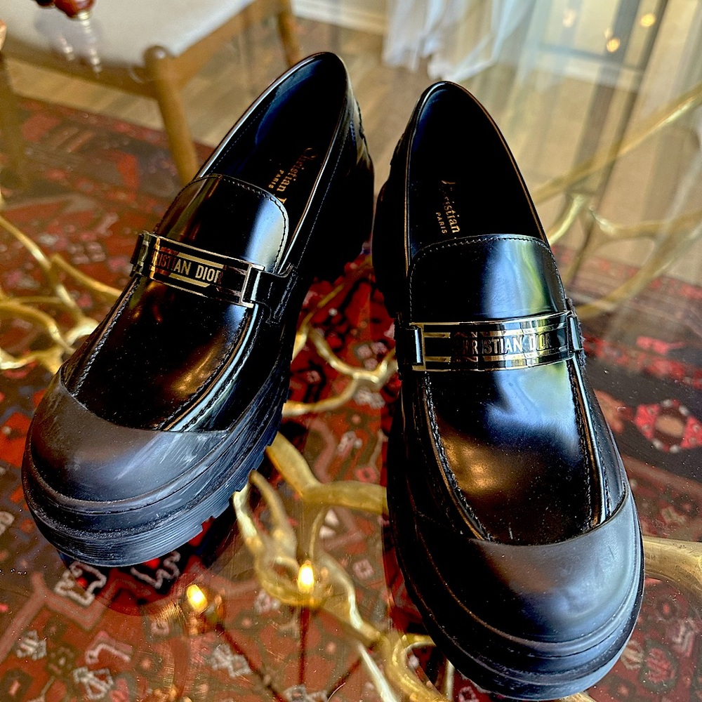 Authentic Christian Dior Code Black Platform Loafers